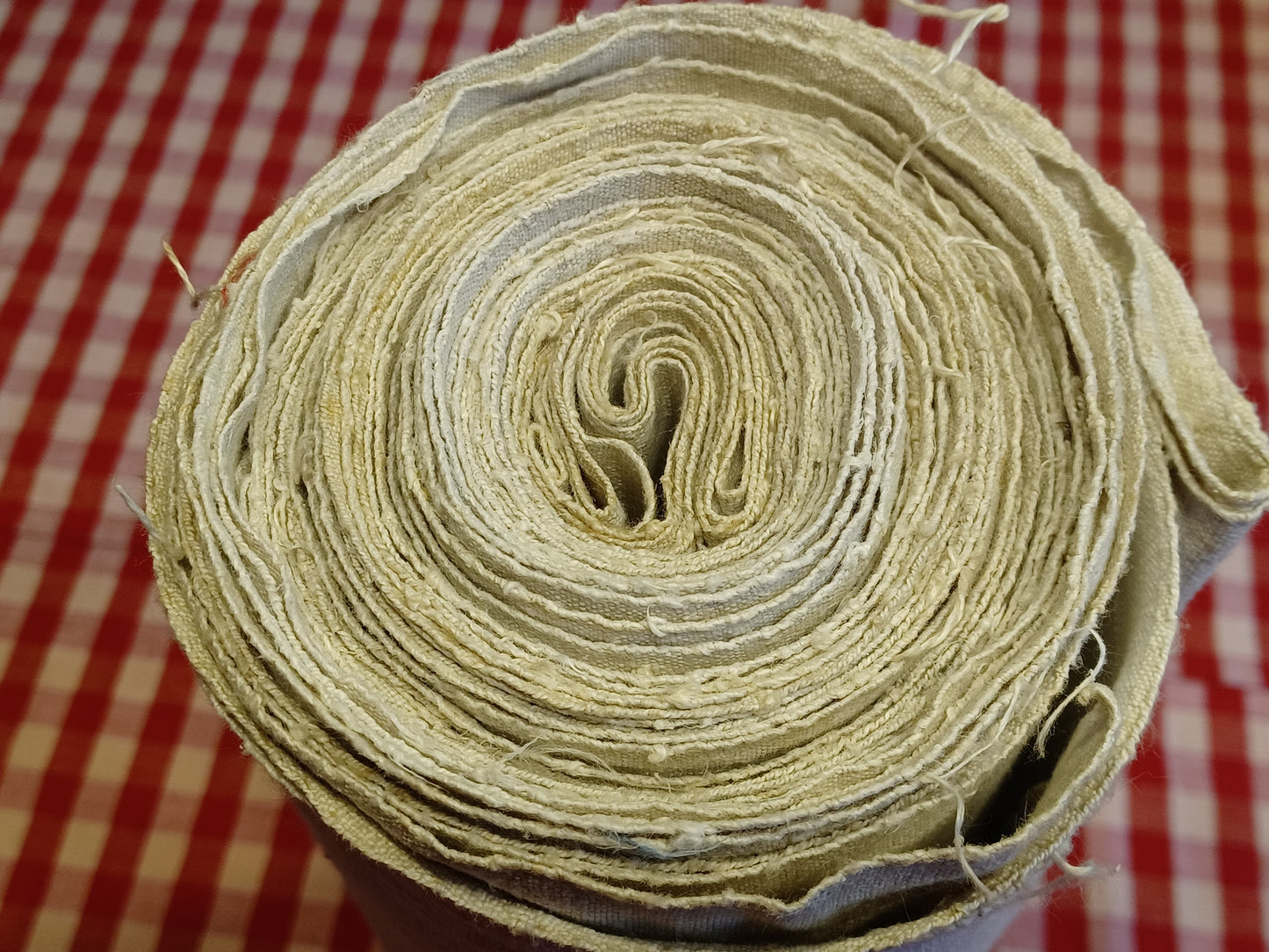19.20 (7,1m x 0,69m x 0,6mm) Altes Bauern Leinen Landhaus Leinenstoff Leinenballen