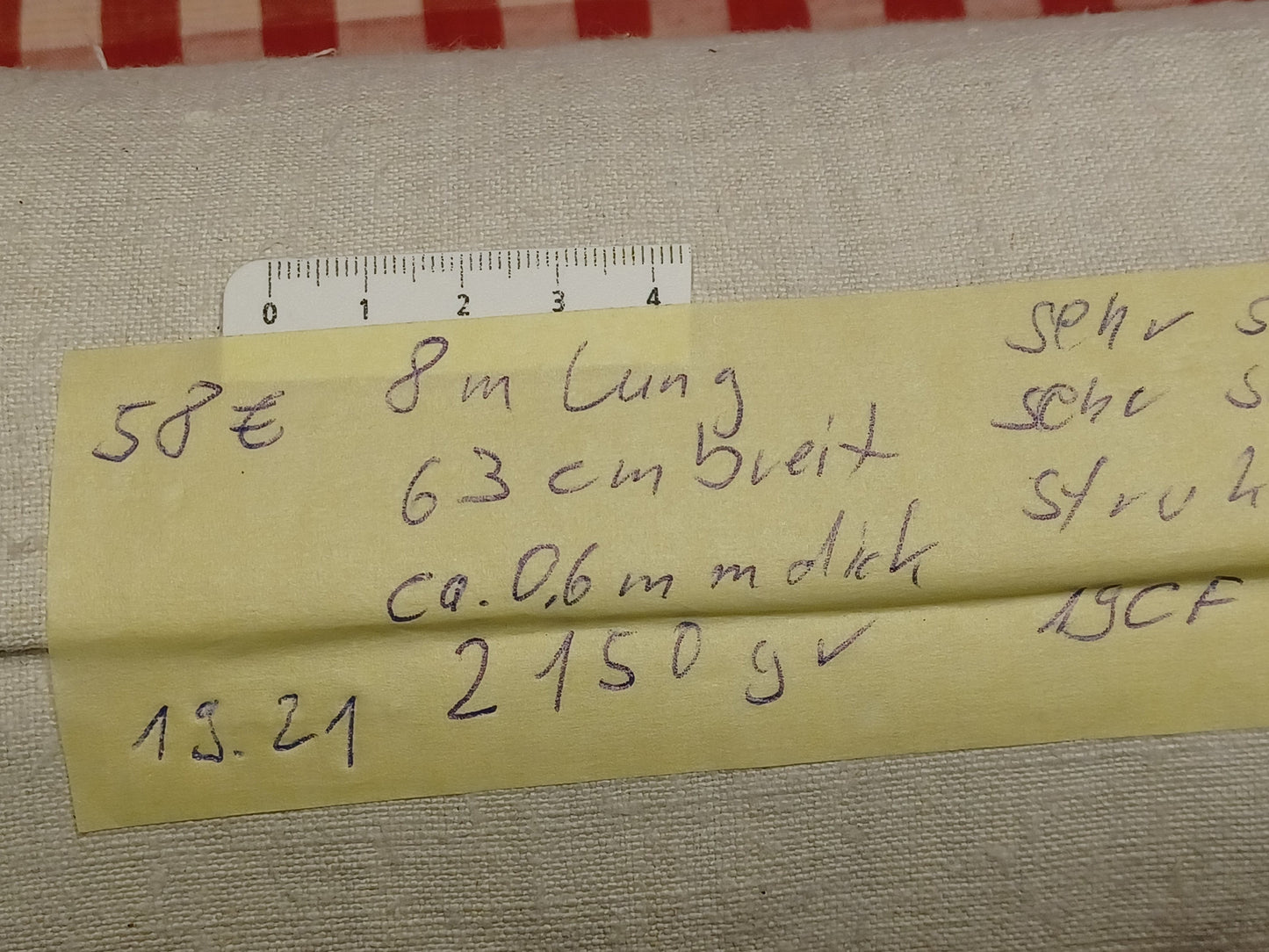 19.21 (8,0m x 0,63m x 0,6mm) Altes Bauern Leinen Landhaus Leinenstoff Leinenballen