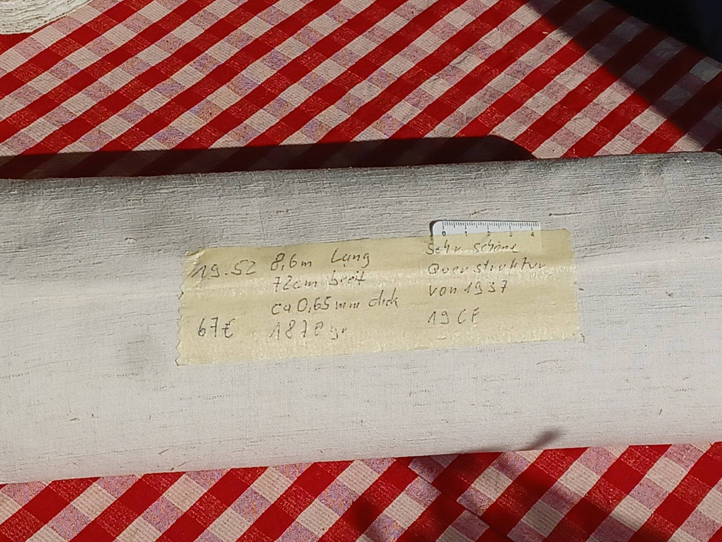 19.52 (8,6m x 0,72m x 0,65mm) Altes Bauern Leinen Landhaus Leinenstoff Leinenballen