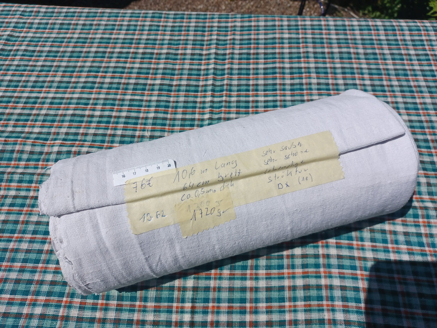 19.62 (10,6m x 0,64m x 0,50mm) Altes Bauern Leinen Landhaus Leinenstoff Leinenballen