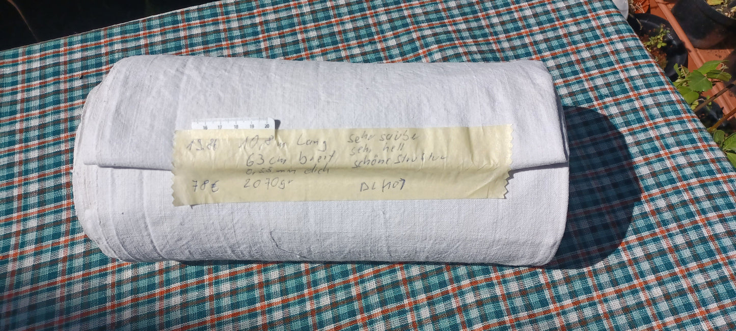 19.86 (10,80m x 0,63m x 0,55mm) Altes Bauern Leinen Landhaus Leinenstoff Leinenballen