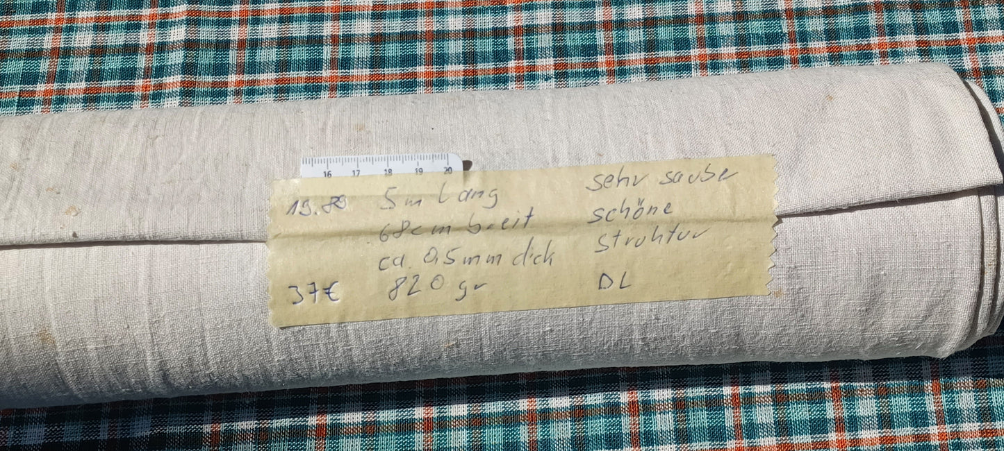 19.89 (5,0m x 0,68m x 0,5mm) Altes Bauern Leinen Landhaus Leinenstoff Leinenballen