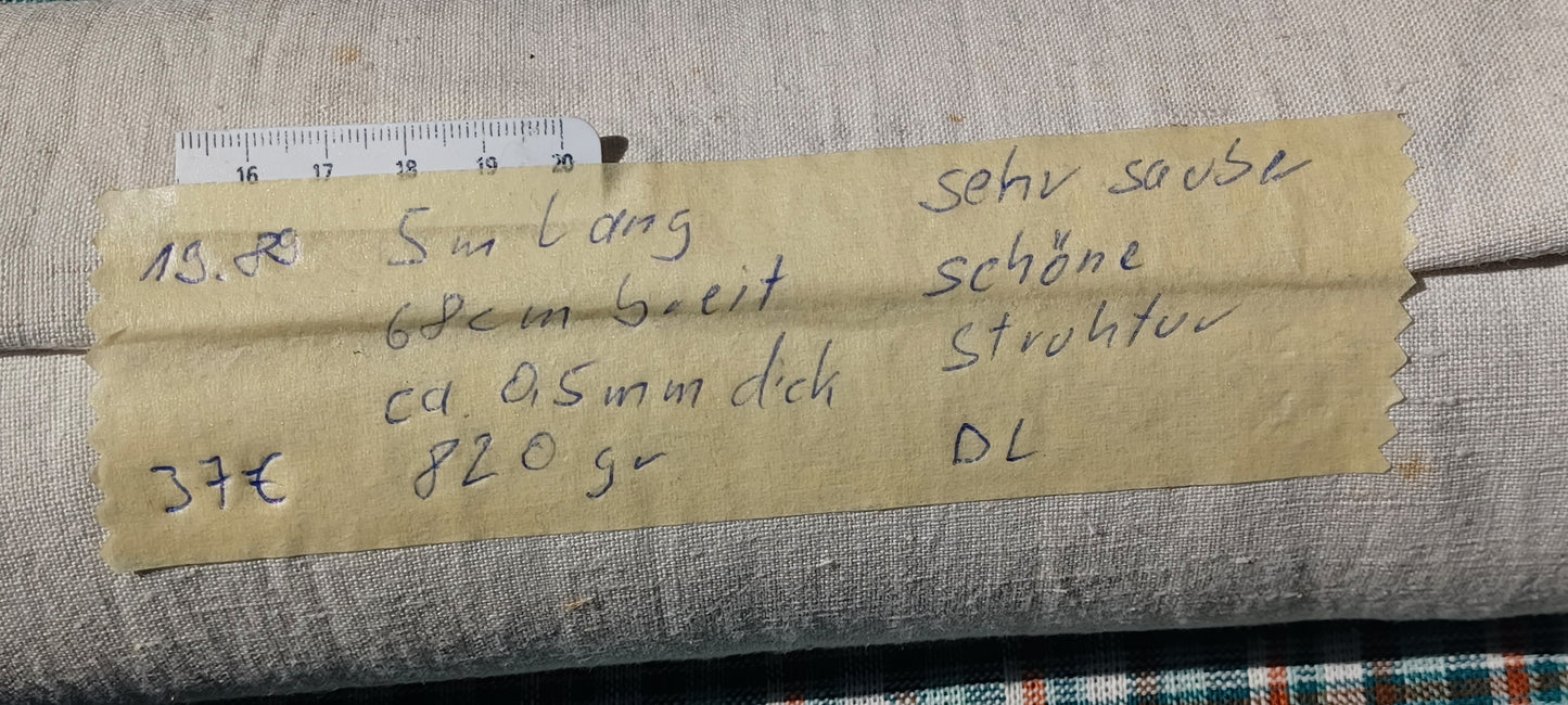 19.89 (5,0m x 0,68m x 0,5mm) Altes Bauern Leinen Landhaus Leinenstoff Leinenballen