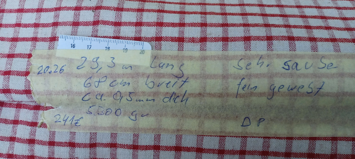 20.26 (29,3m x 0,68m x 0,5mm) Leinenballen kariert Vintage-Leinen Landhaus Leinenstoff Bauernleinen