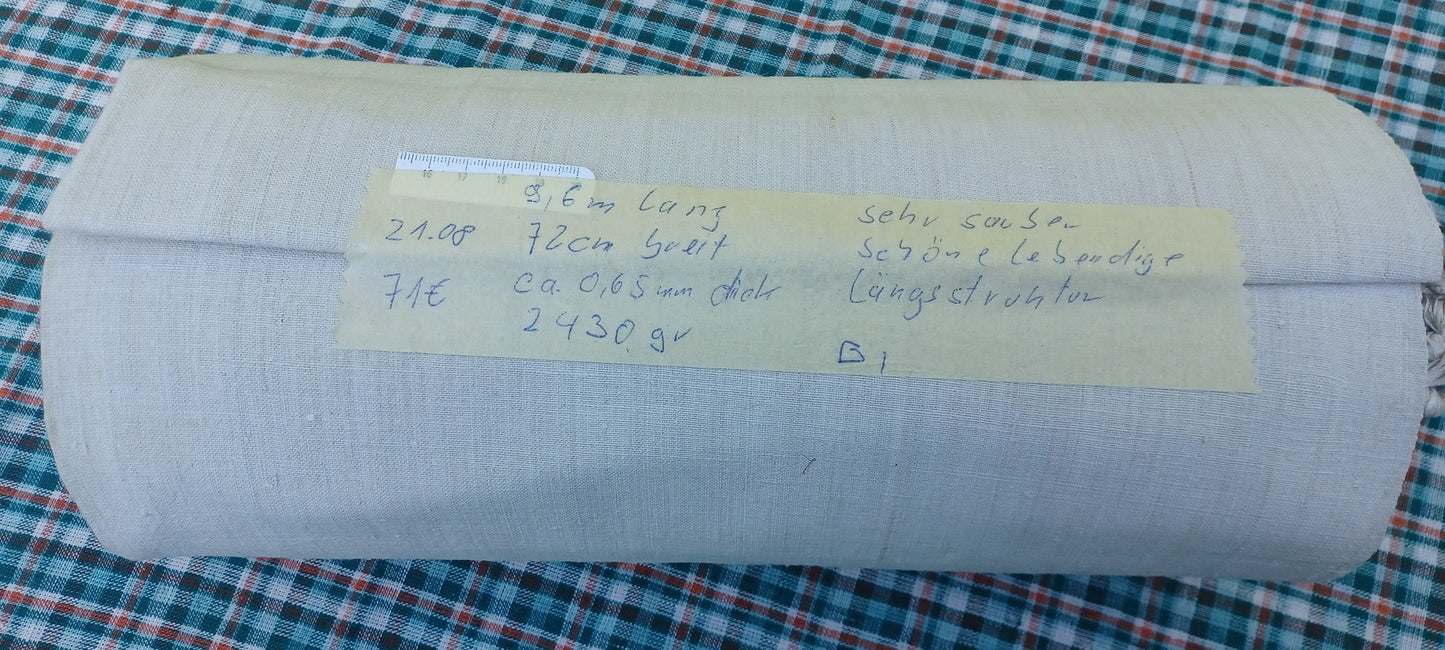 21.08 (9,6m x 0,72m x 0,65mm) Altes Bauern Leinen Landhaus Leinenstoff Leinenballen