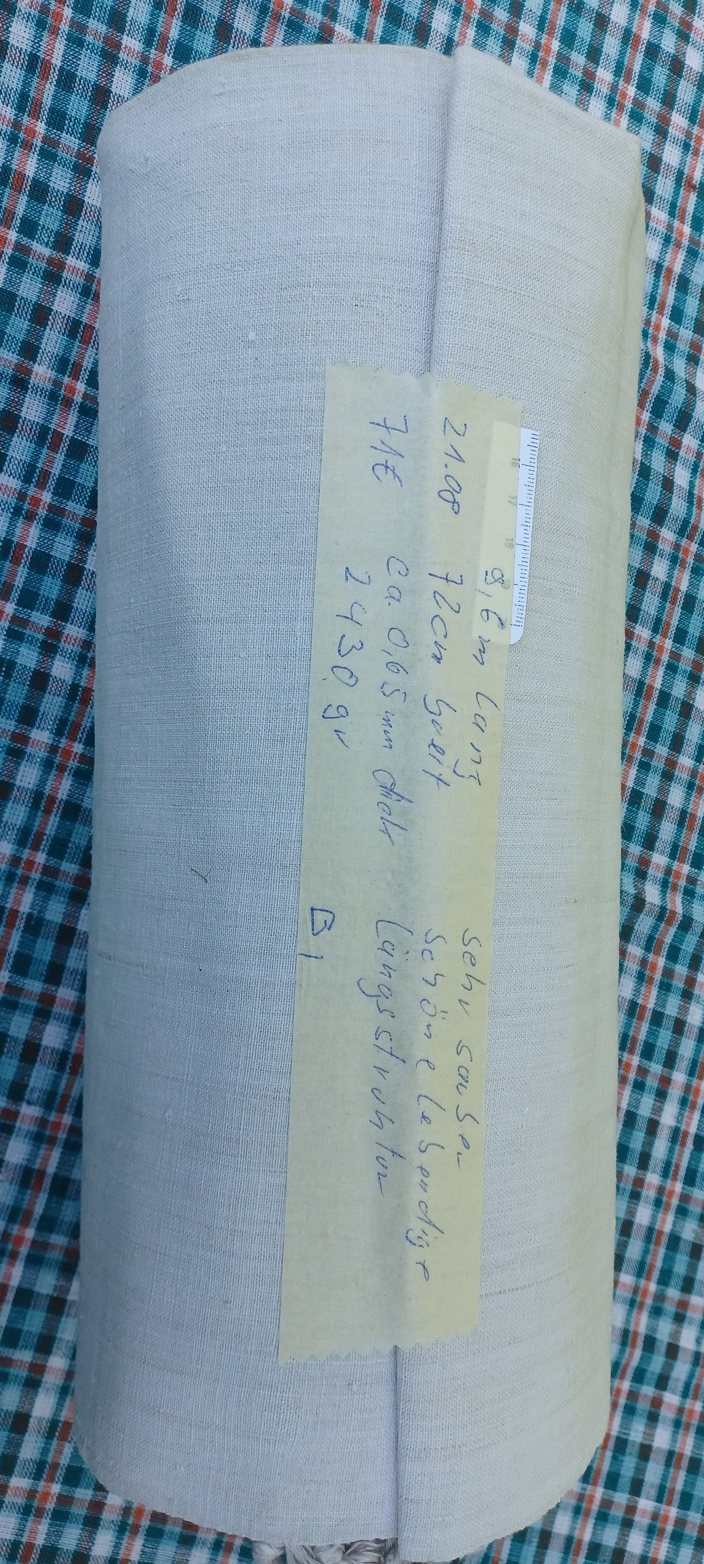 21.08 (9,6m x 0,72m x 0,65mm) Altes Bauern Leinen Landhaus Leinenstoff Leinenballen