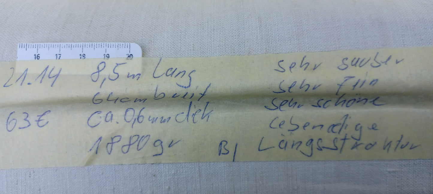 21.14 (8,5m x 0,64m x 0,6mm) Altes Bauern Leinen Landhaus Leinenstoff Leinenballen