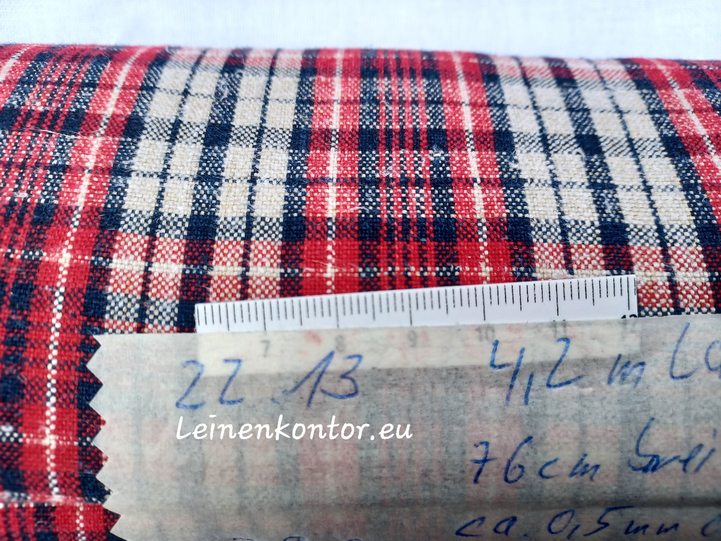 22.13 (4,2m x 0,76m x 0,5mm) Leinenballen kariert Vintage-Leinen Landhaus Leinenstoff Bauernleinen
