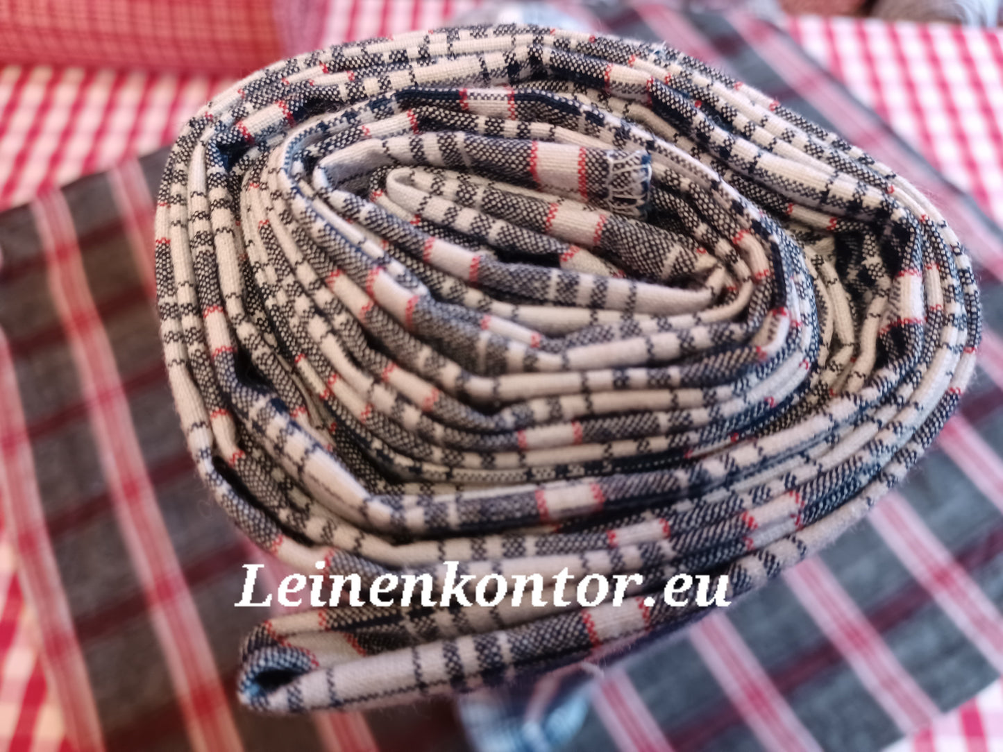22.49 (3,3m x 0,77m x 0,4mm) Leinenballen kariert Vintage-Leinen Landhaus Leinenstoff Bauernleinen