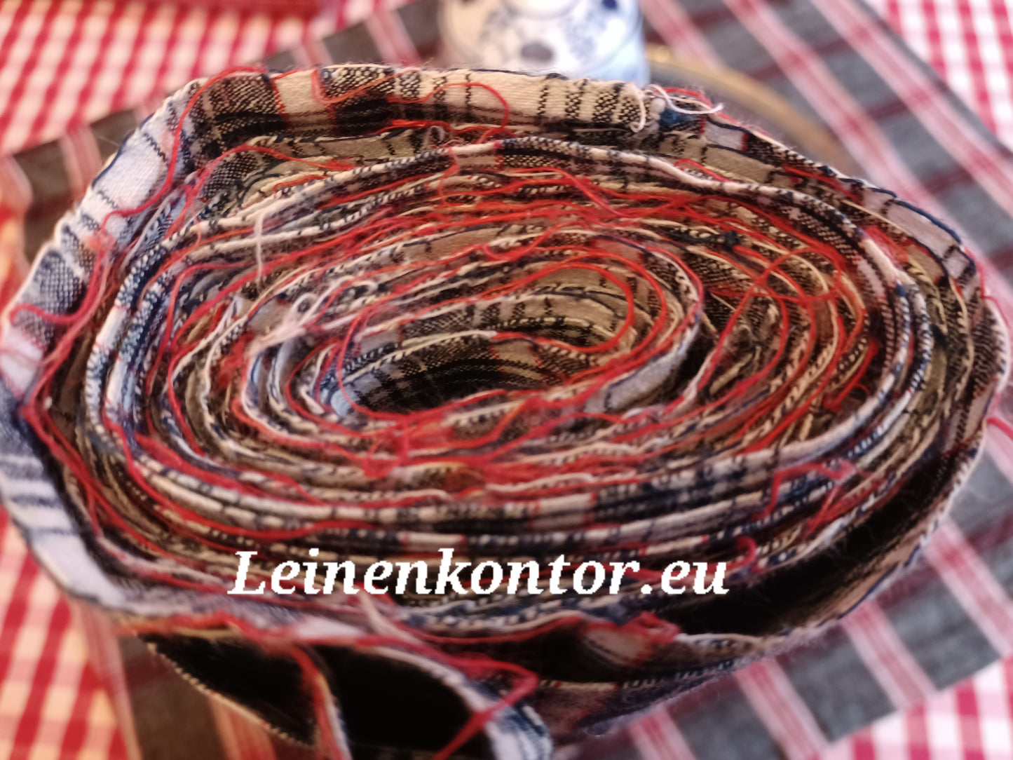 22.49 (3,3m x 0,77m x 0,4mm) Leinenballen kariert Vintage-Leinen Landhaus Leinenstoff Bauernleinen
