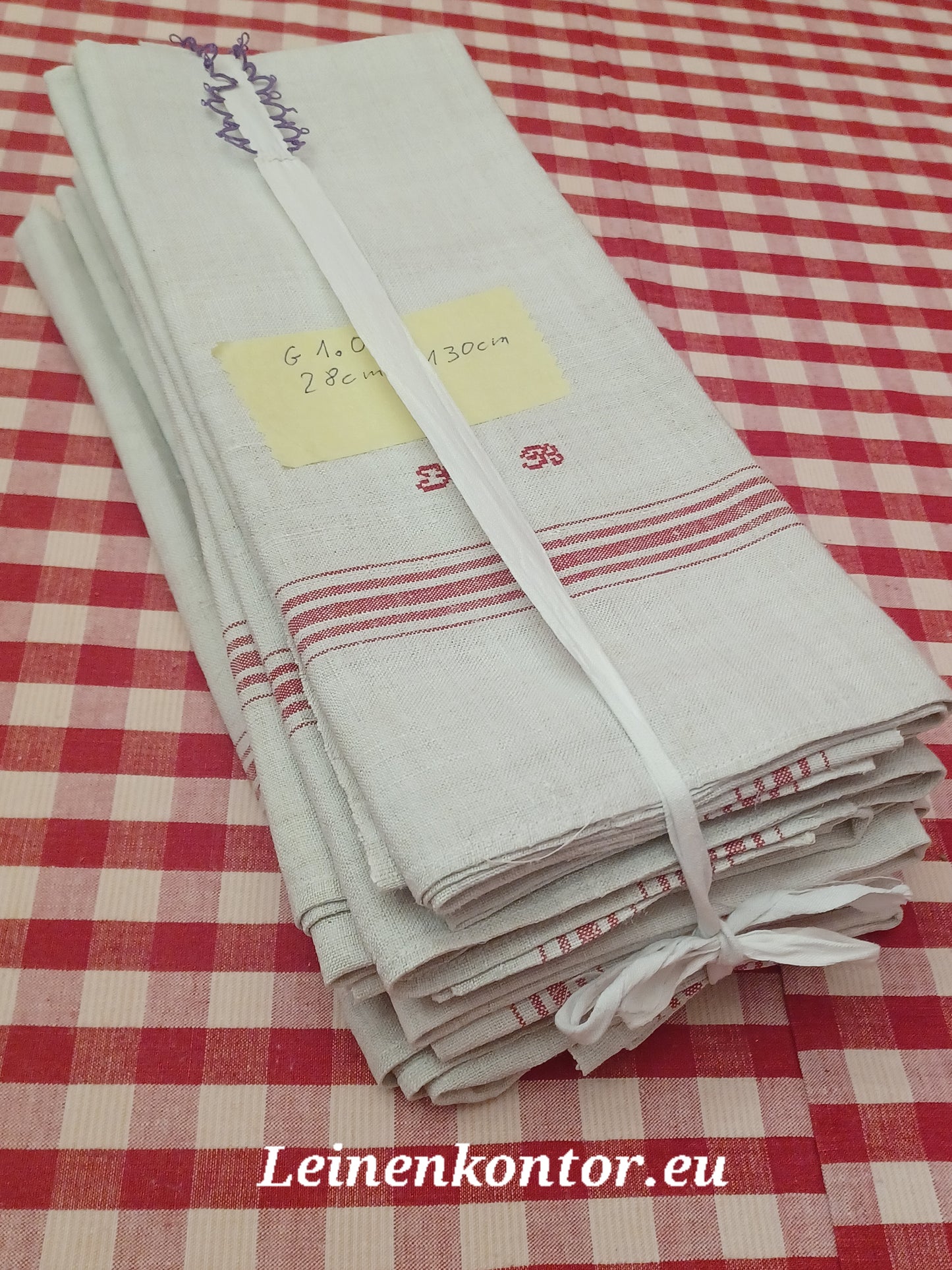 G1.06 (130cm x 28cm) Geschirrhandtuch Altes Bauerleinen Landhaus Leinenstoff Leinenhandtücher
