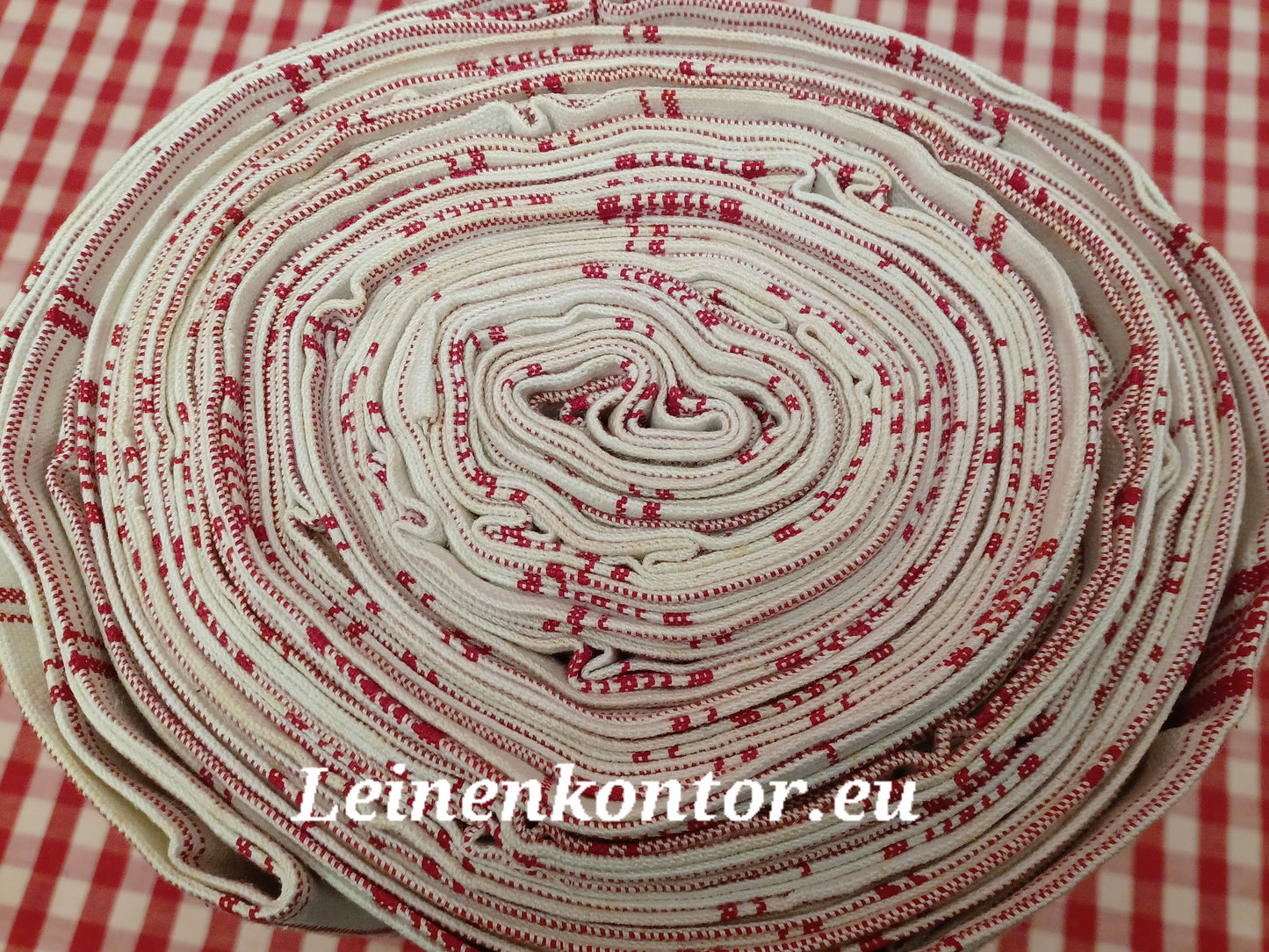 22.59 (23,2m x 0,68m x 0,65mm) Leinenballen kariert Vintage-Leinen Landhaus Leinenstoff Bauernleinen