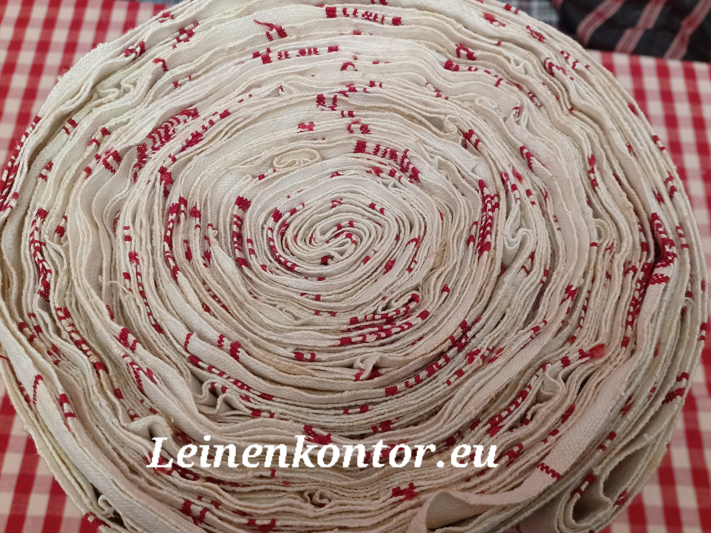 22.59 (23,2m x 0,68m x 0,65mm) Leinenballen kariert Vintage-Leinen Landhaus Leinenstoff Bauernleinen