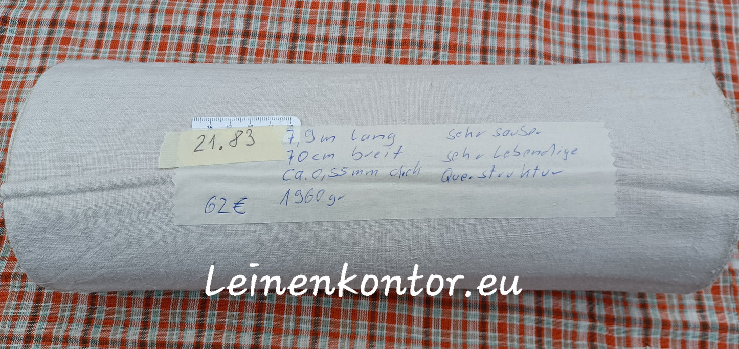 21.83 (7,9m x 0,70m x 0,55mm) Altes Bauernleinen Landhaus Leinenstoff Leinenballen