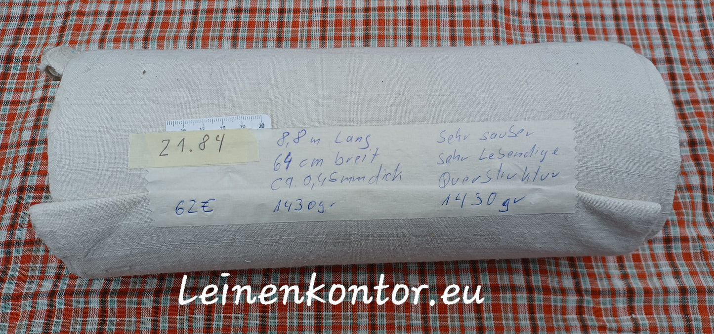 21.84 (8,8m x 0,64m x 0,45mm) Altes Bauernleinen Landhaus Leinenstoff Leinenballen