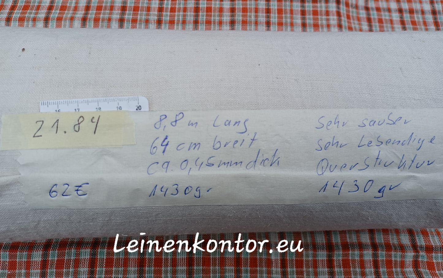 21.84 (8,8m x 0,64m x 0,45mm) Altes Bauernleinen Landhaus Leinenstoff Leinenballen