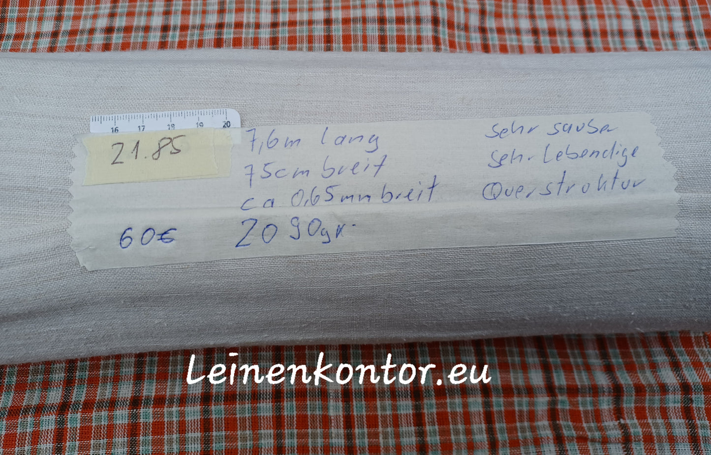 21.85 (7,6m x 0,75m x 0,65mm) Altes Bauernleinen Landhaus Leinenstoff Leinenballen