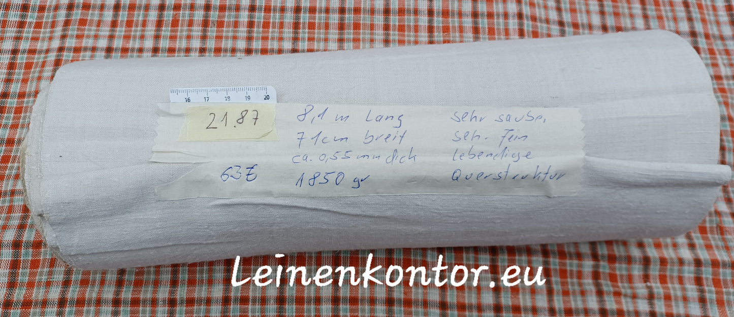 21.87 (8,1m x 0,71m x 0,55mm) Altes Bauernleinen Landhaus Leinenstoff Leinenballen