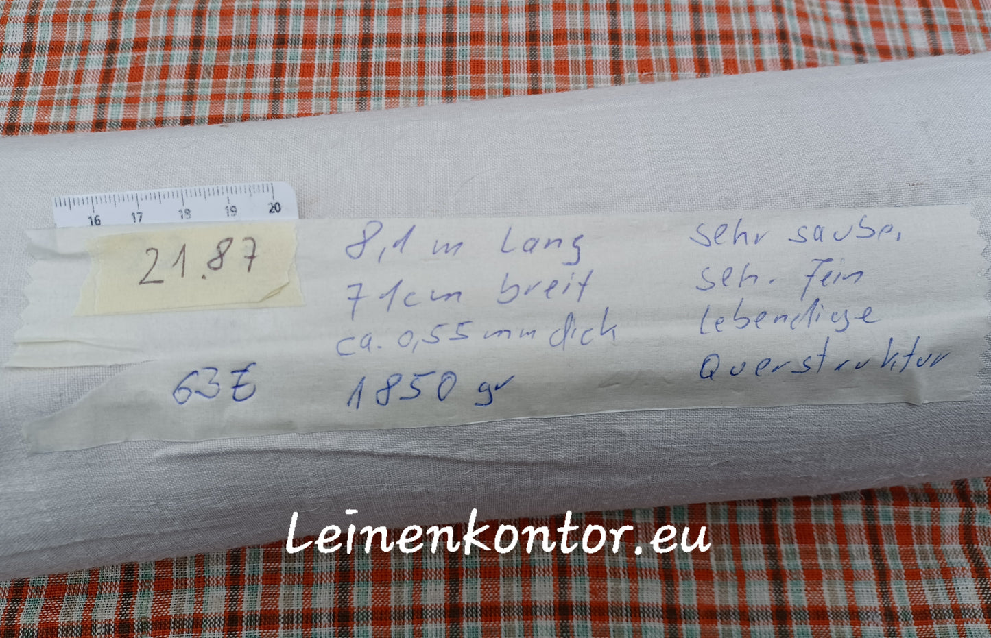 21.87 (8,1m x 0,71m x 0,55mm) Altes Bauernleinen Landhaus Leinenstoff Leinenballen