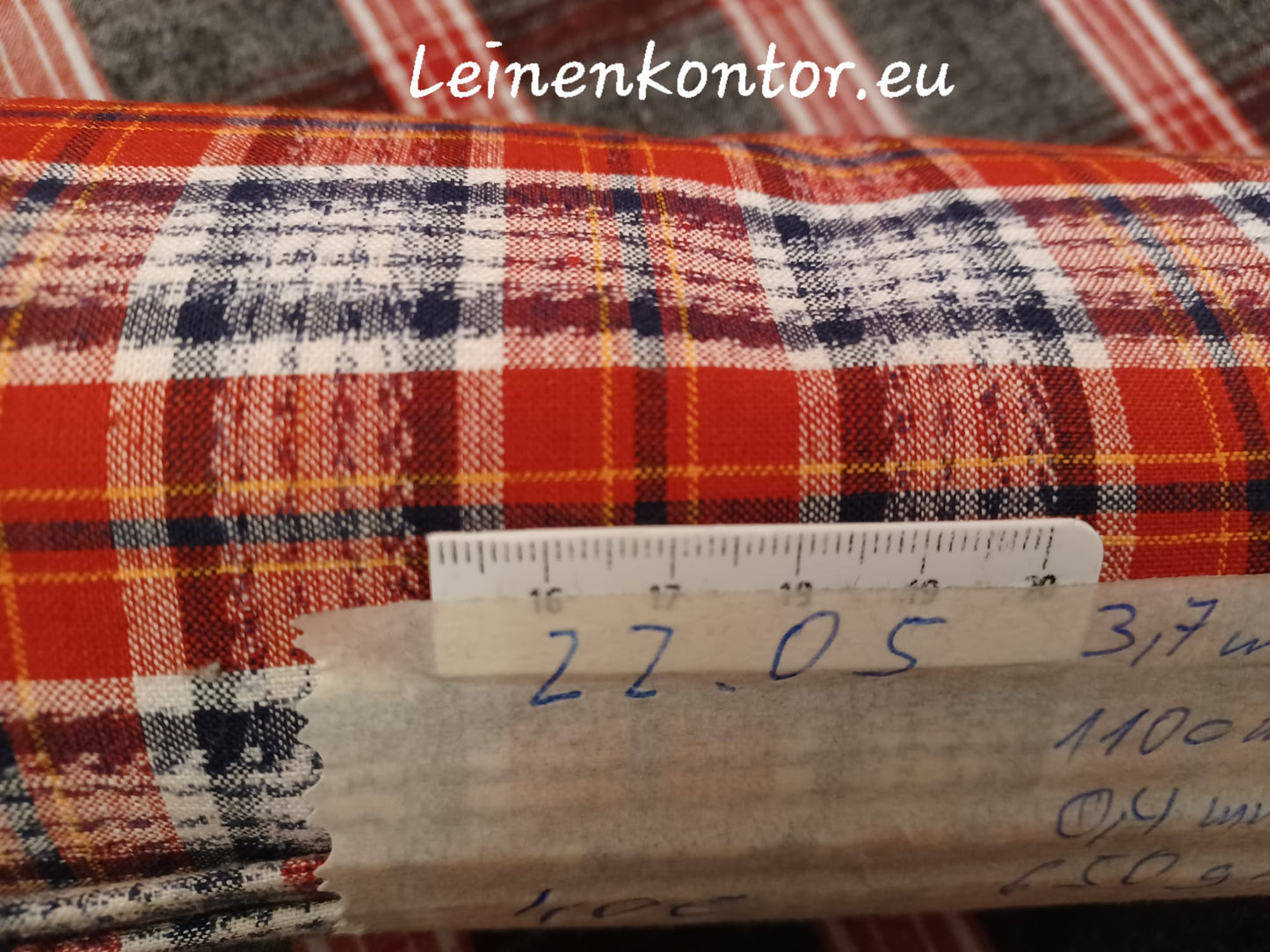 22.05 (3,7m x 1,10m x 0,4mm) Leinenballen kariert Vintage-Leinen Landhaus Leinenstoff Bauernleinen