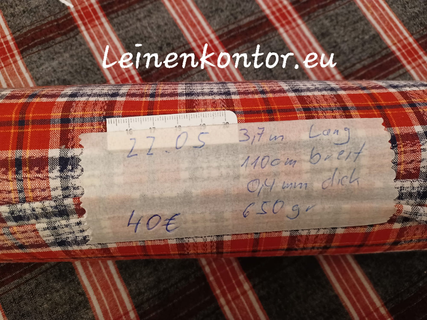 22.05 (3,7m x 1,10m x 0,4mm) Leinenballen kariert Vintage-Leinen Landhaus Leinenstoff Bauernleinen