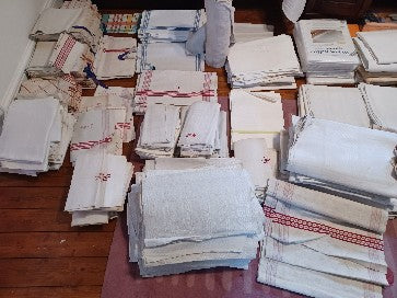 19.78 (10,80m x 0,62m x 0,55mm) Altes Bauern Leinen Landhaus Leinenstoff Leinenballen