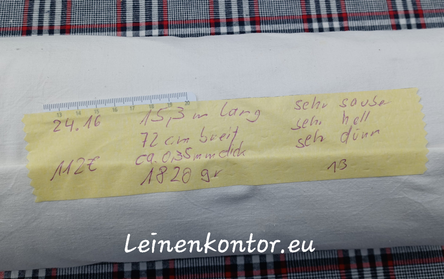 24.16 (15,3m x 0,72m x 0,35mm, 1820gr) Halbleinen Landhaus Leinenstoff Leinenballen