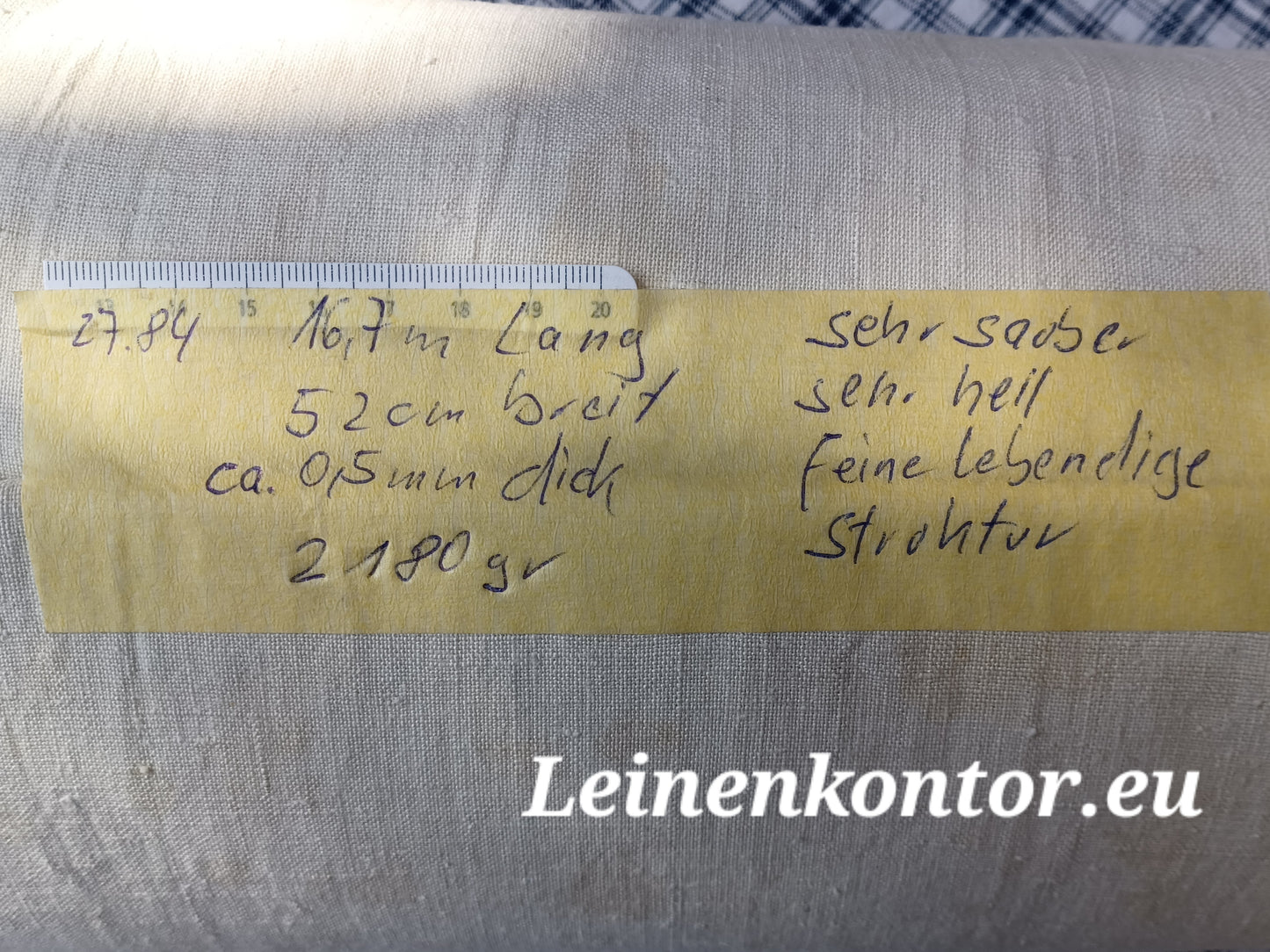 27.84 (16,7m x 0,52m x 0,5mm) Altes Bauernleinen Landhaus Leinenstoff Leinenballen