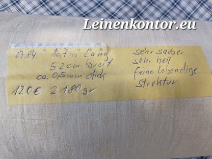 27.84 (16,7m x 0,52m x 0,5mm) Altes Bauernleinen Landhaus Leinenstoff Leinenballen