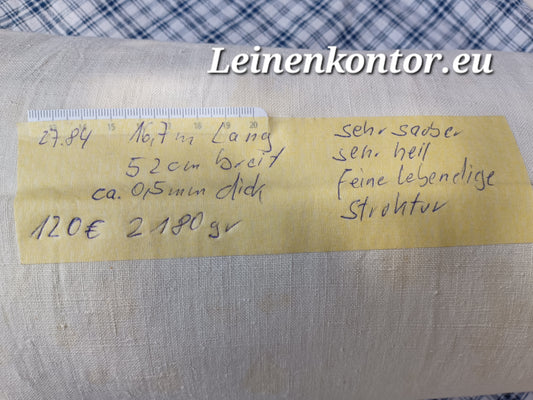 27.84 (16,7m x 0,52m x 0,5mm) Altes Bauernleinen Landhaus Leinenstoff Leinenballen