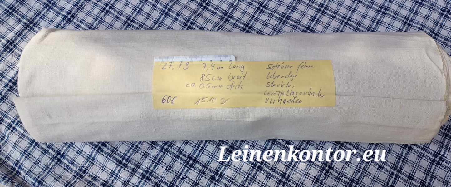 27.79 (7,4m x 0,85m x 0,5mm) Altes Bauernleinen Landhaus Leinenstoff Leinenballen