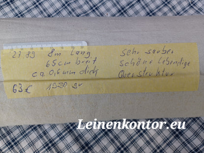 27.89 (8m x 0,65m x 0,6mm) Altes Bauernleinen Landhaus Leinenstoff Leinenballen