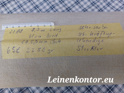 27.88 (8,3m x 0,61m x 0,9mm) Altes Bauernleinen Landhaus Leinenstoff Leinenballen