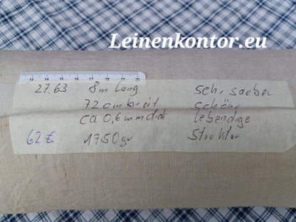 27.63 (8m x 0,72m x 0,6mm) Altes Bauernleinen Landhaus Leinenstoff Leinenballen