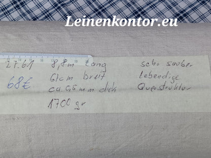 27.61 (8,8m x 0,67m x 0,5mm) Altes Bauernleinen Landhaus Leinenstoff Leinenballen