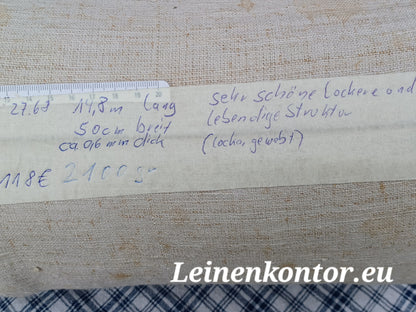 27.68 (14,8m x 0,50m x 0,6mm) Altes Bauernleinen Landhaus Leinenstoff Leinenballen