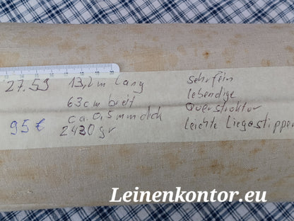 27.59 (13,2m x 0,63m x 0,5mm) Altes Bauernleinen Landhaus Leinenstoff Leinenballen