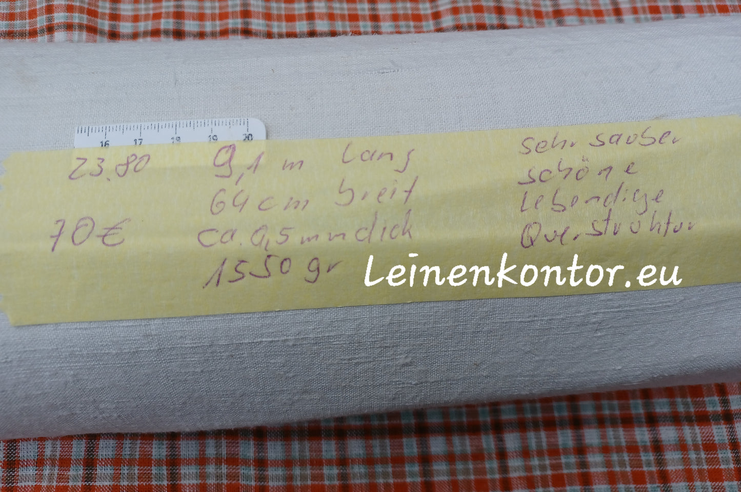 Leinenballen mit Etikett (Beschreibung)