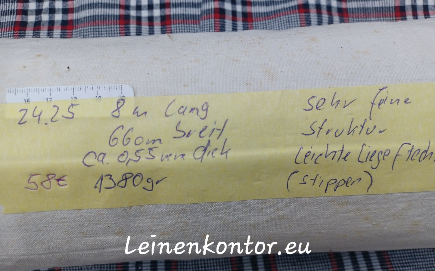 Leinenballen mit Etikett (Beschreibung)