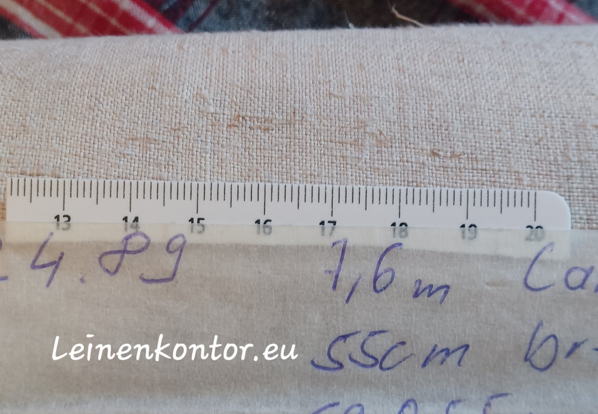 Leinenballen mit Millimeterskala 17 Fäden auf ein cm.