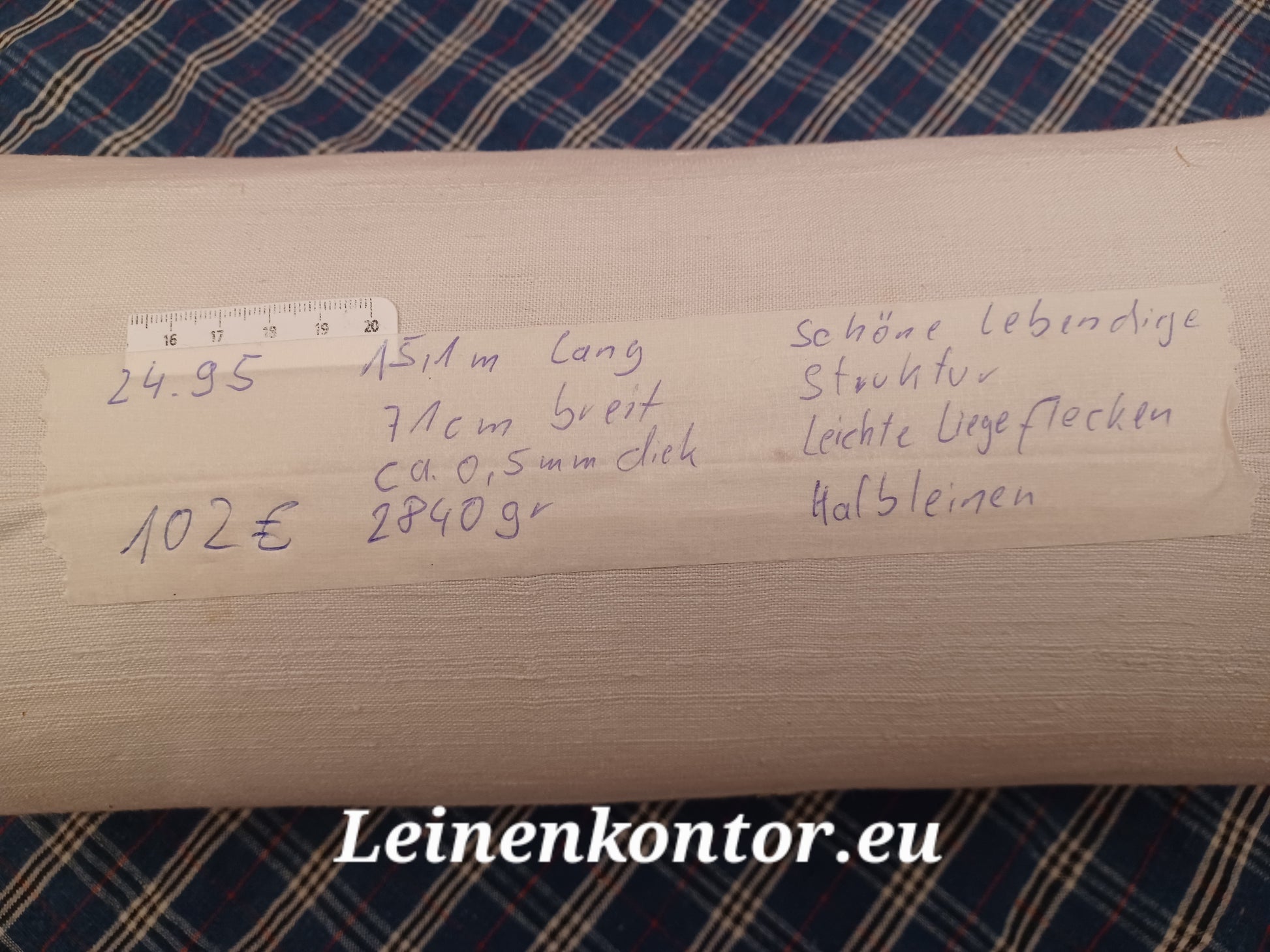 Leinenballen mit Etikett (Beschreibung)