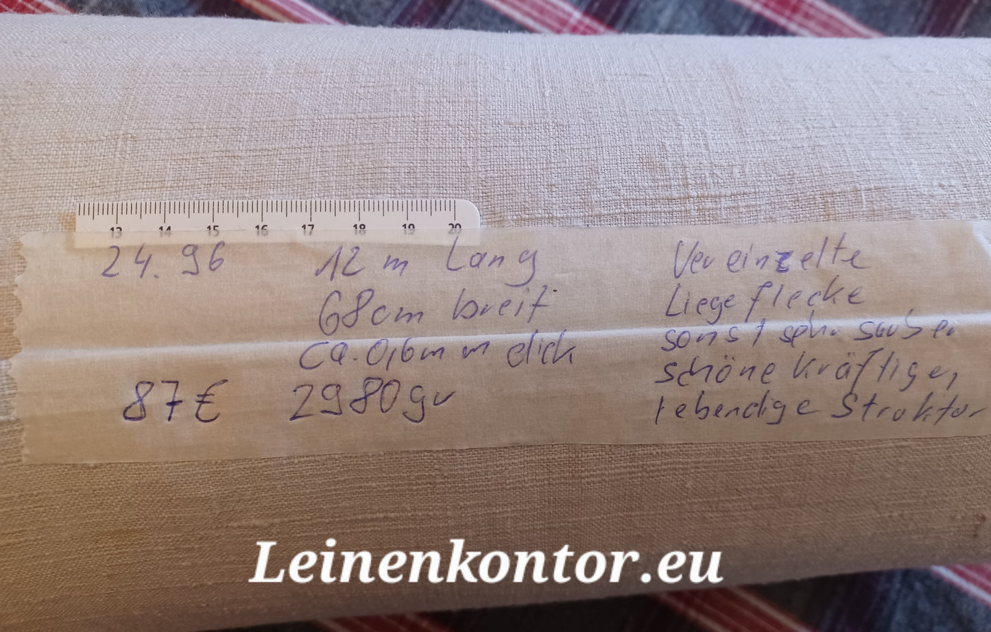 Leinenballen mit Etikett (Beschreibung)
