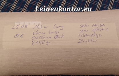 Leinenballen mit Etikett (Beschreibung)