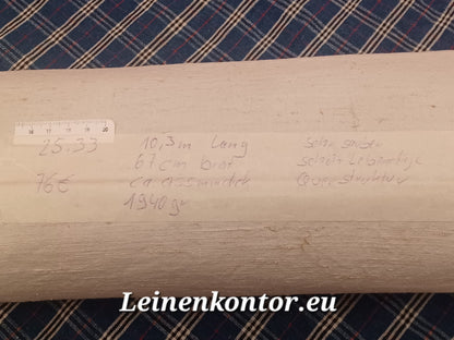 Leinenballen mit Etikett (Beschreibung)