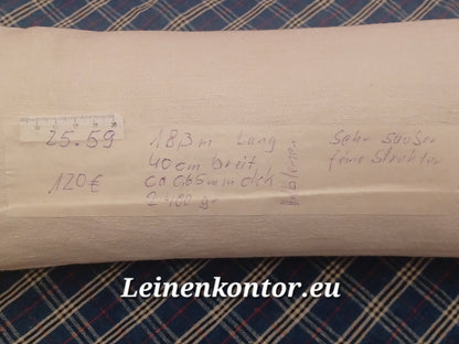 Leinenballen mit Etikett (Beschreibung)