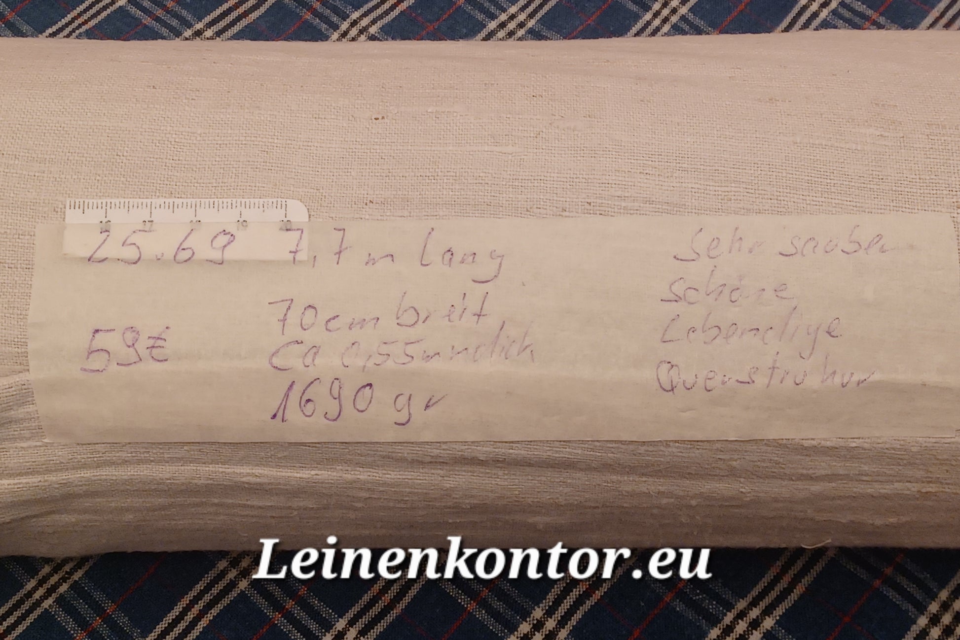 Leinenballen mit Etikett (Beschreibung