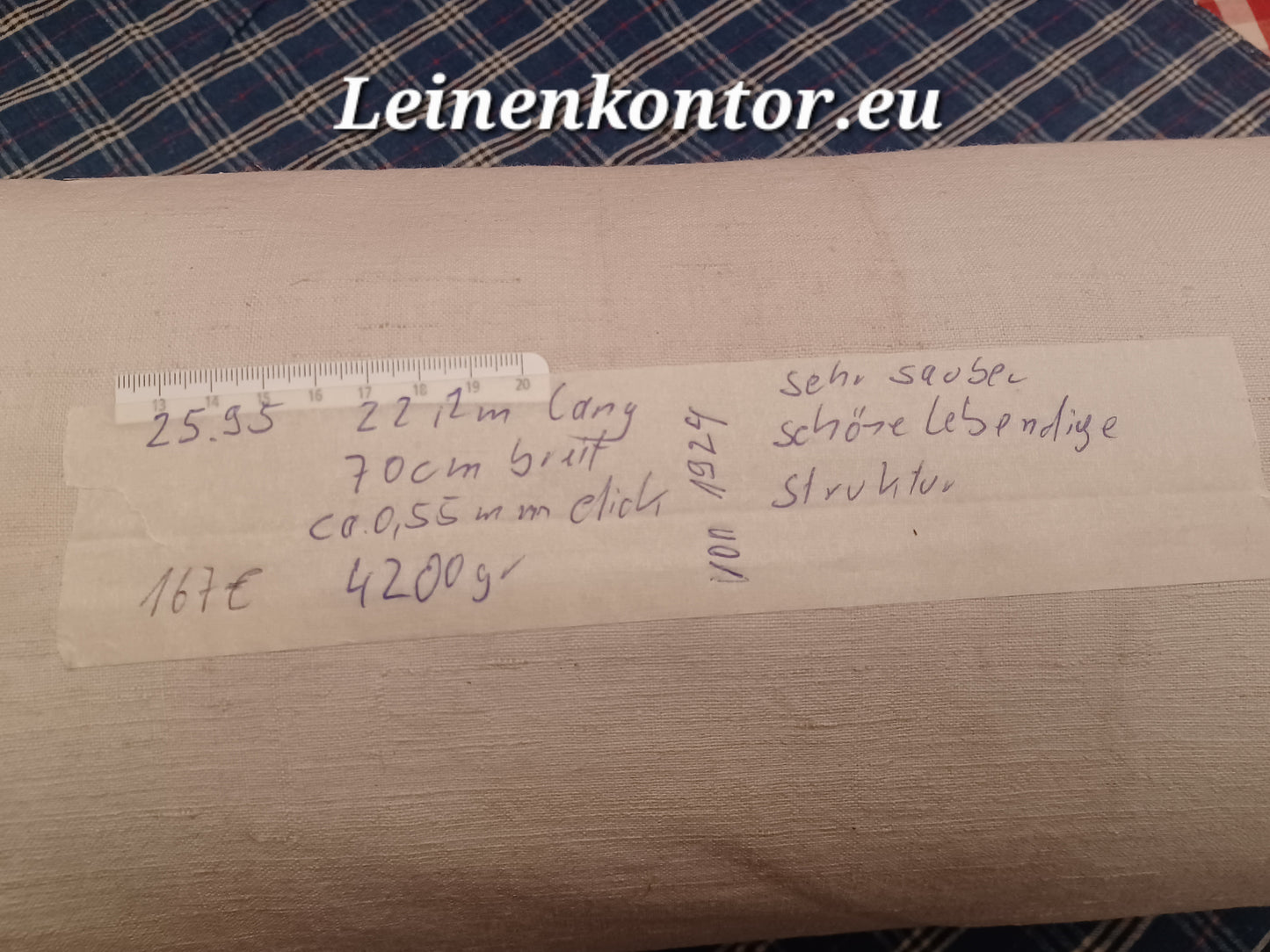 Leinenballen mit Etikett (Beschreibung)