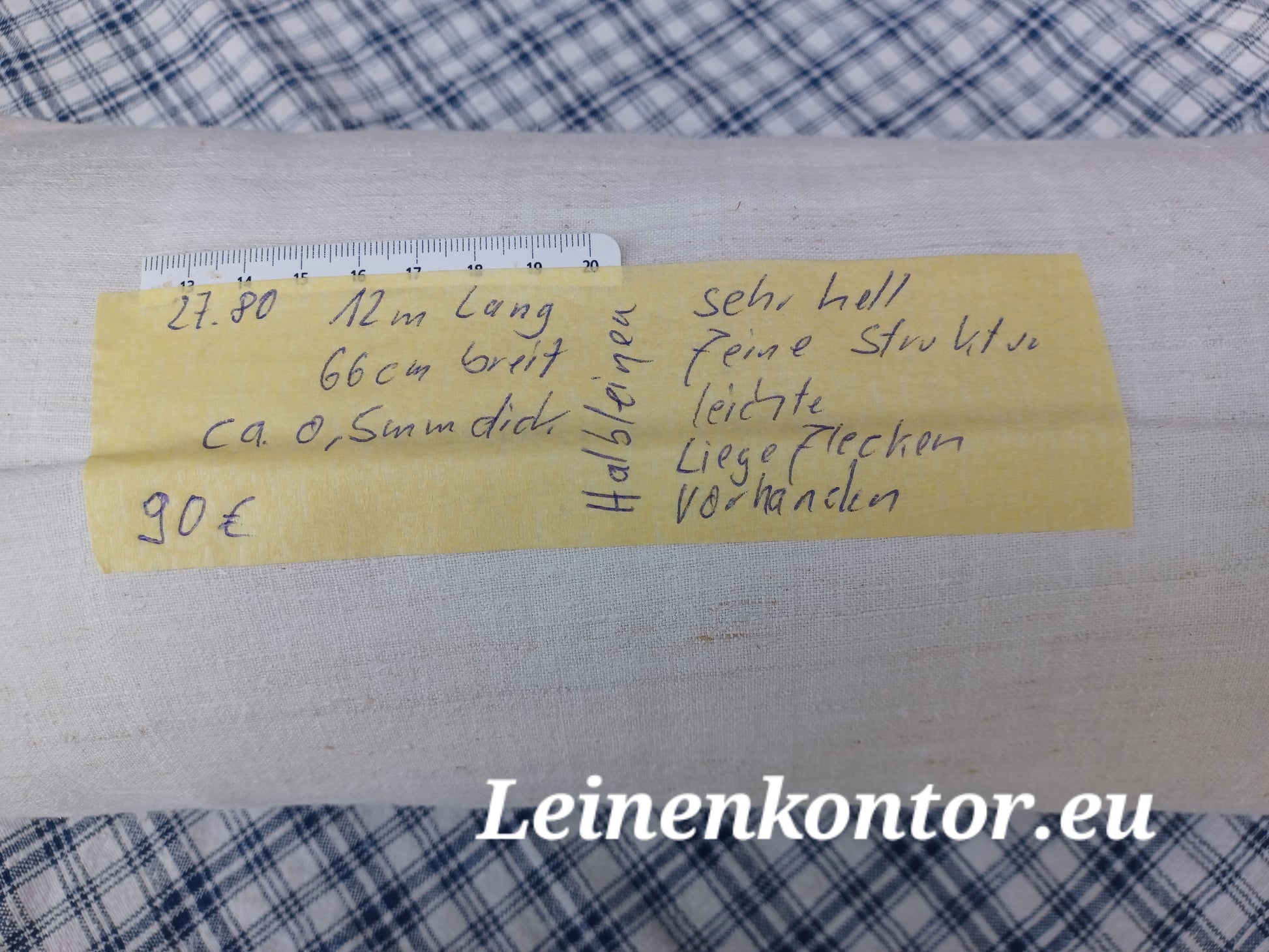 Leinenballen Halbleinen mit Etikett (Beschreibung)