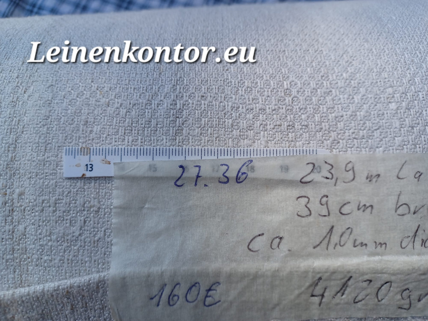 27.36 23,9m x 0,39m x 1,0mm) Halbleinen,  Altes Bauernleinen Landhaus Leinenstoff Leinenballen