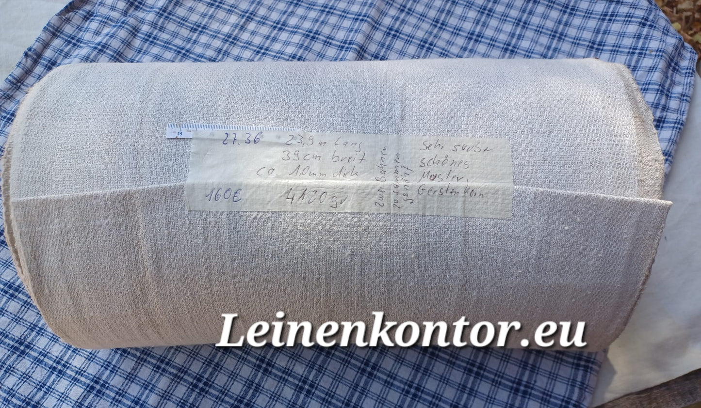 27.36 23,9m x 0,39m x 1,0mm) Halbleinen,  Altes Bauernleinen Landhaus Leinenstoff Leinenballen